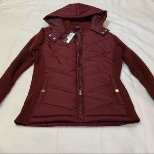 Black Hooded Puffer/Knit Jacket